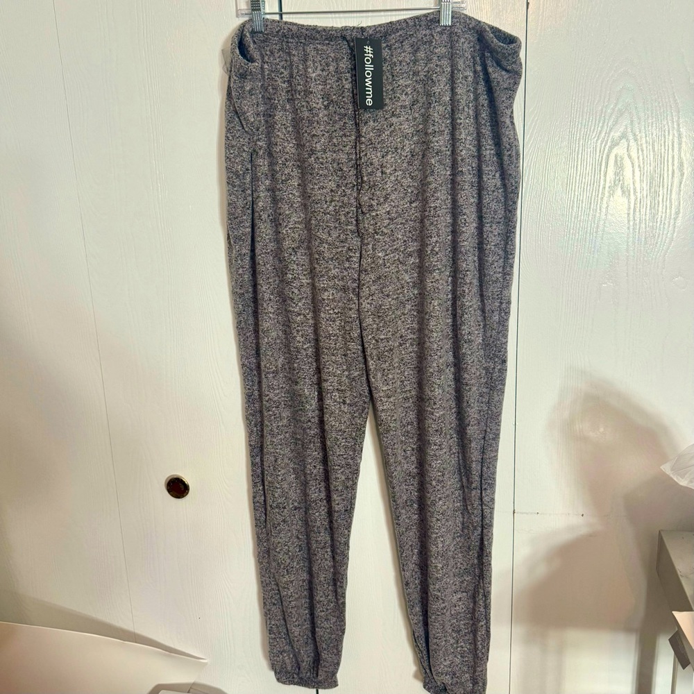 NWT. #Followme gray pajama pants. Size: 3X. Elastic waist and elastic cuffs.